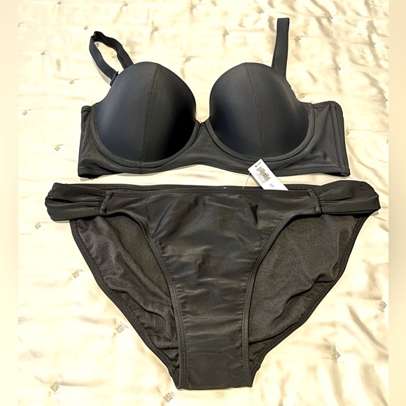 NWT Old Navy Convertible Halter Top Bathing Suit (Black; size XL) - Picture 1 of 10